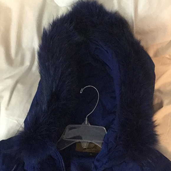 Sachi Collection XL real fur hooded down parka blue - Picture 8 of 9